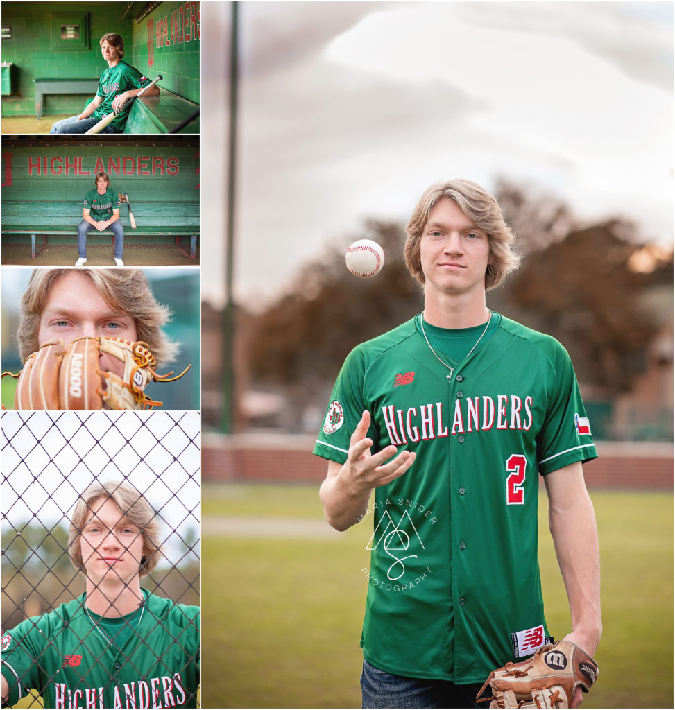 Unique senior session in Houston with a Woodlands High School baseball player.