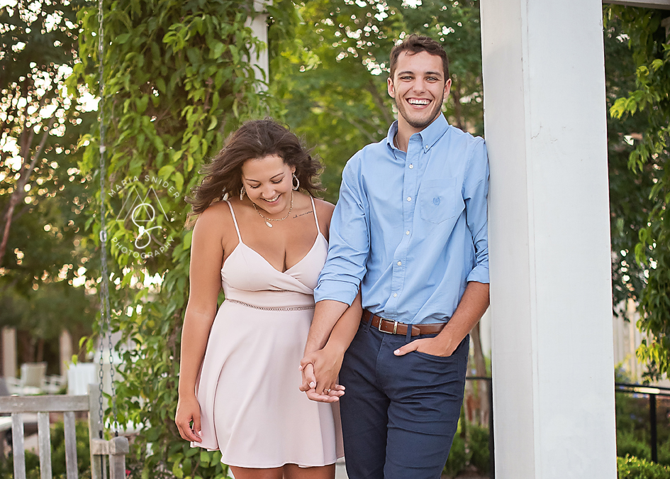 golden light engagement photos in Houston