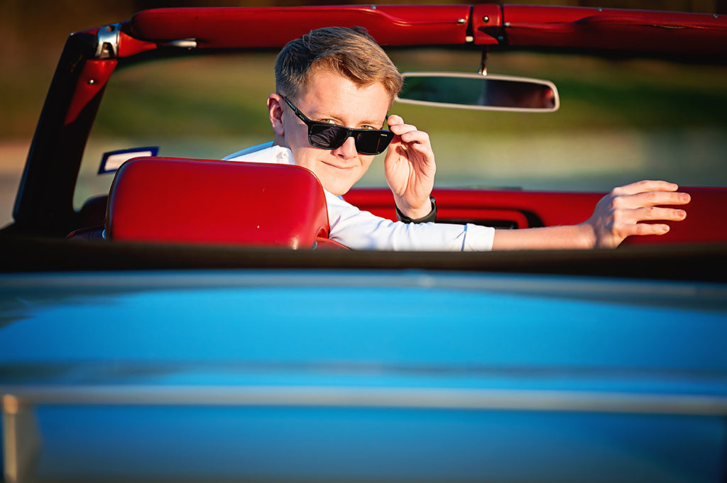 Cool Senior with car