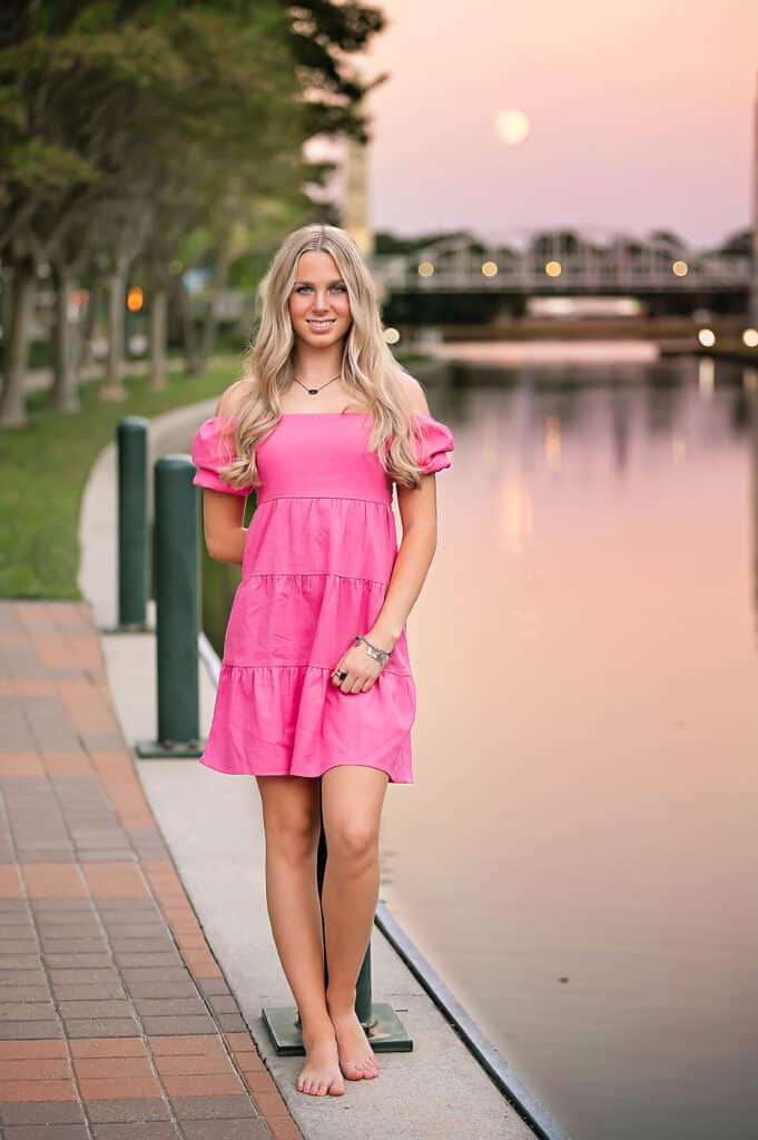 pink sunset senior session