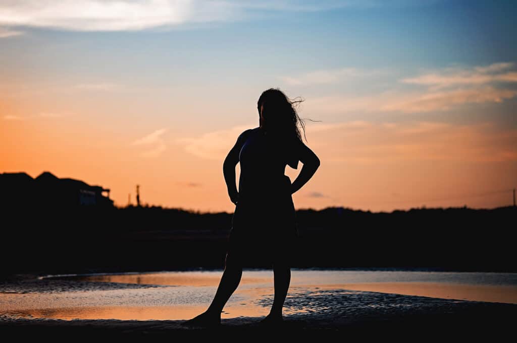 summer senior at the beach