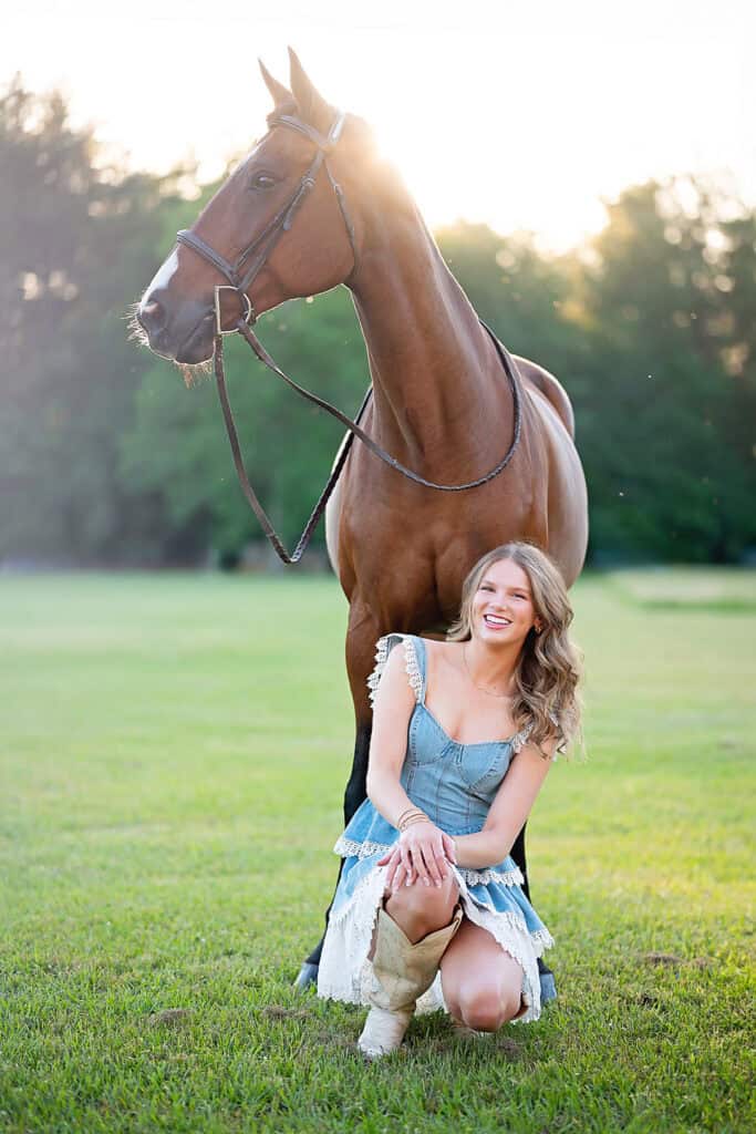 Spring senior session with horse