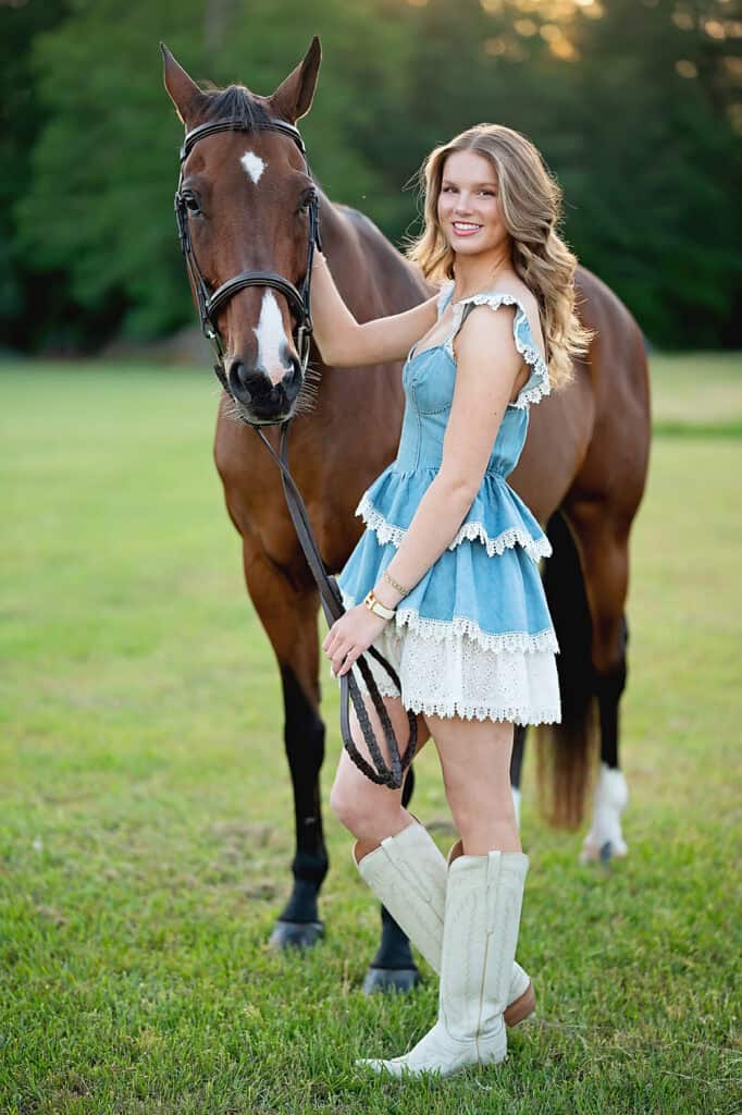 denim dress with a horse photography