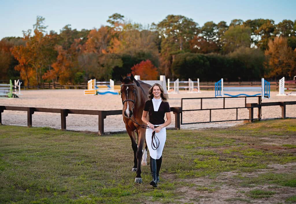 fall senior session with a horse