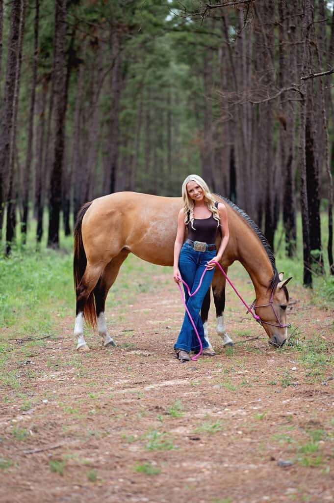 barrel racing senior girl and her horse